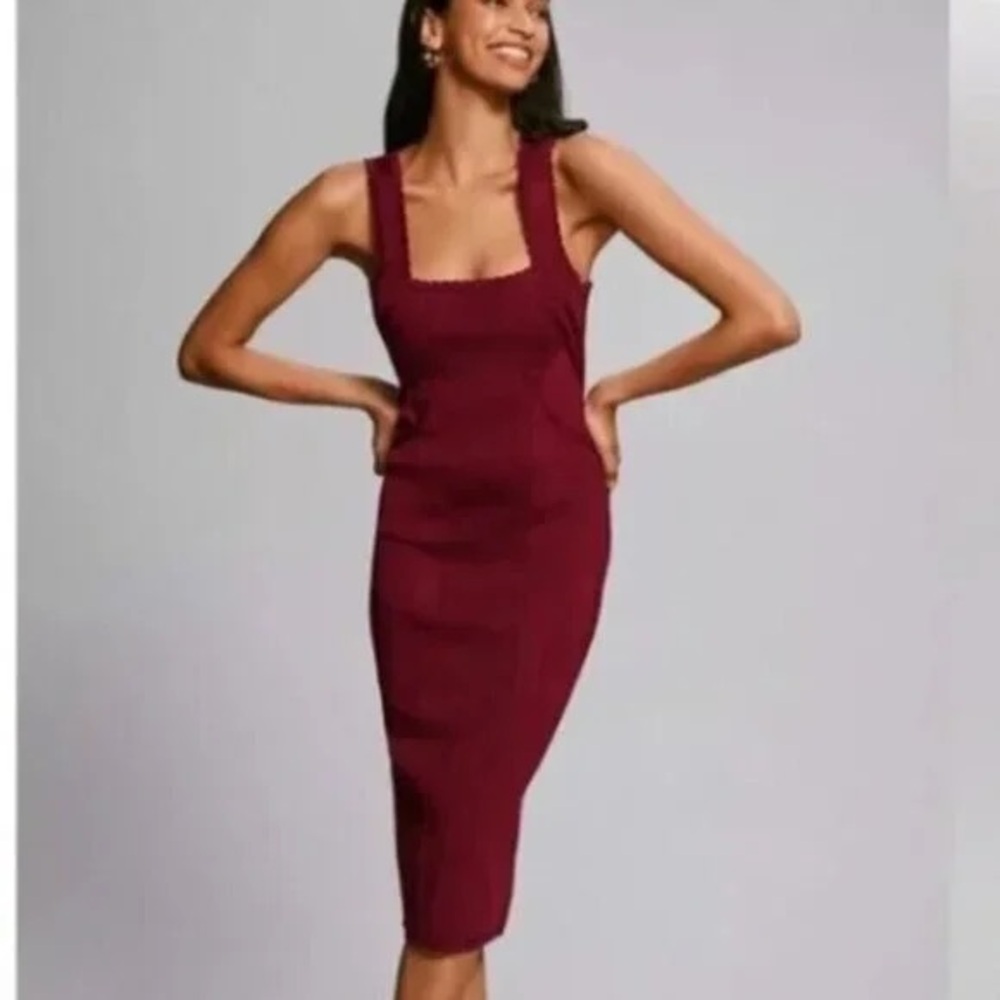 Anthropologie Deep Red Midi Dress